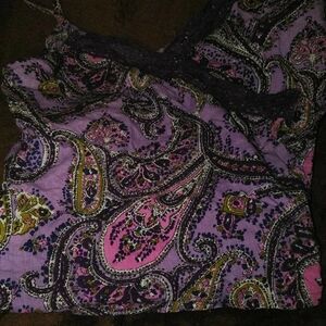 Paisley Print Purple Strap Crop Lace Top. Funky People Vintage Y2k Festival.